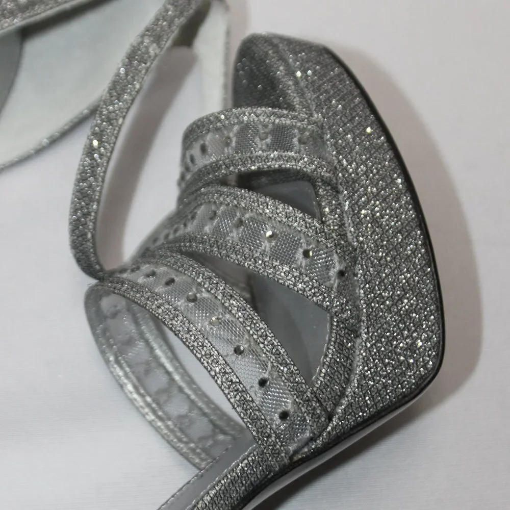 Adrianna Papell Boutique Silver Sparkle Platforms